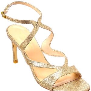 Stuart Weitzman Mariposa 80 Sandal, Platino, Fig-Fine Glitter